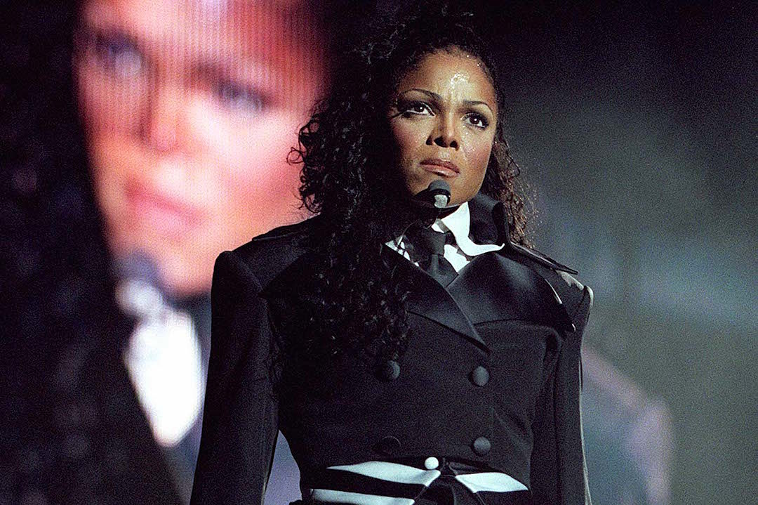 Janet Jackson pictured in front of large screen as